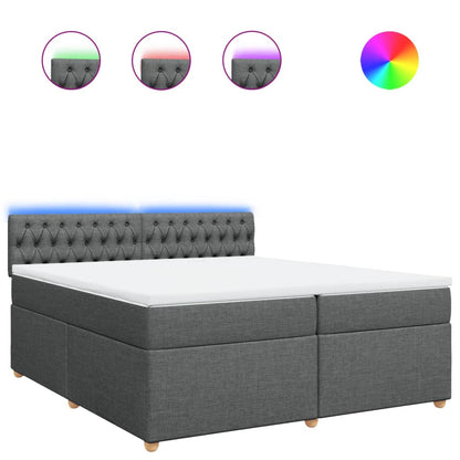 Giroletto a Molle con Materasso Grigio Scuro 200x200 cm Tessuto