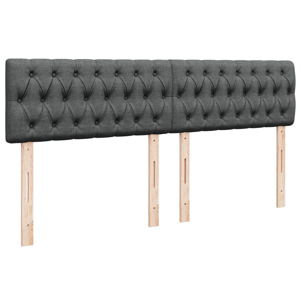 Giroletto a Molle con Materasso Grigio Scuro 200x200 cm Tessuto
