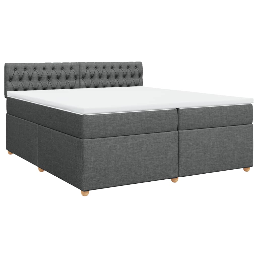 Giroletto a Molle con Materasso Grigio Scuro 200x200 cm Tessuto