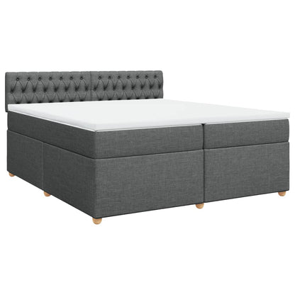 Giroletto a Molle con Materasso Grigio Scuro 200x200 cm Tessuto