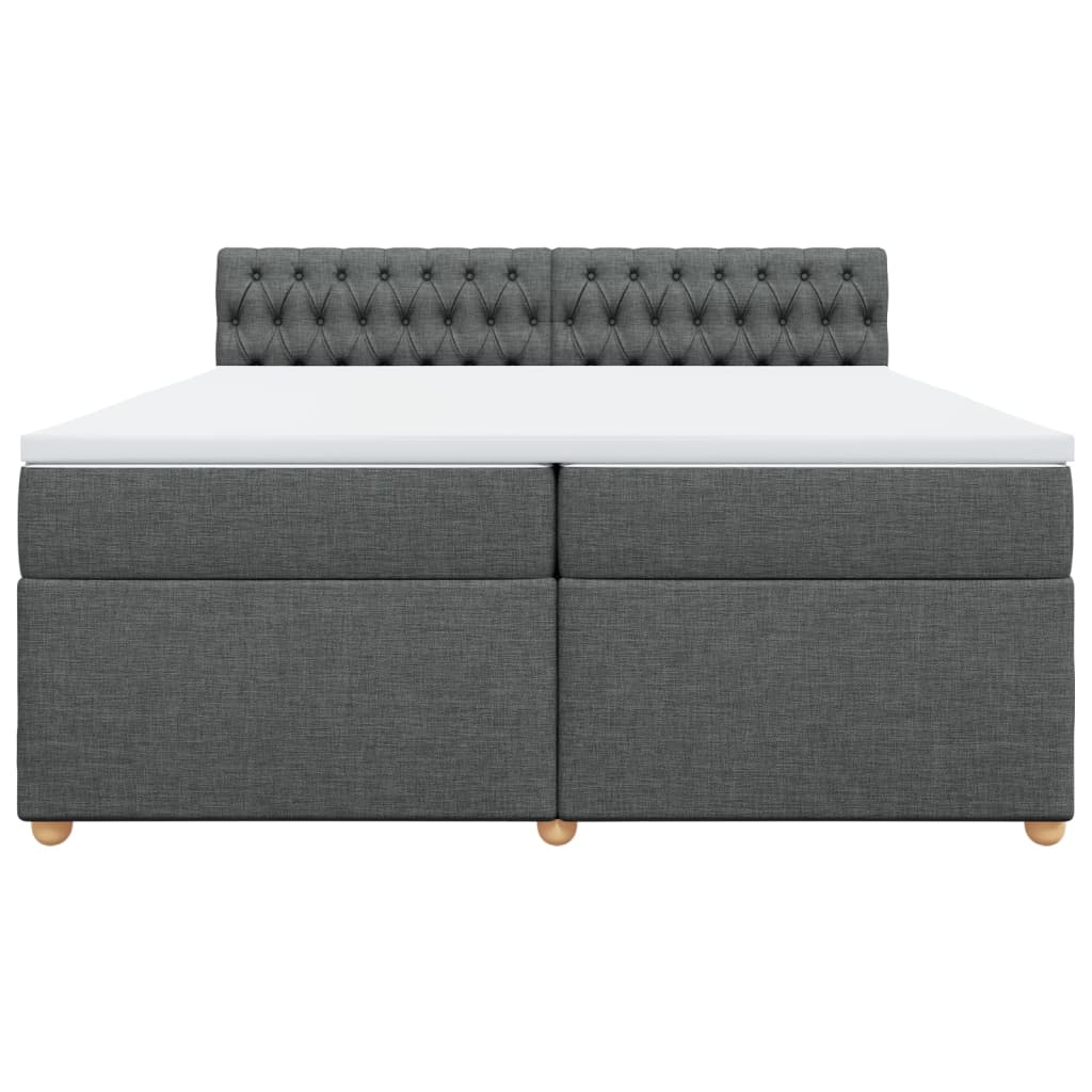 Giroletto a Molle con Materasso Grigio Scuro 200x200 cm Tessuto