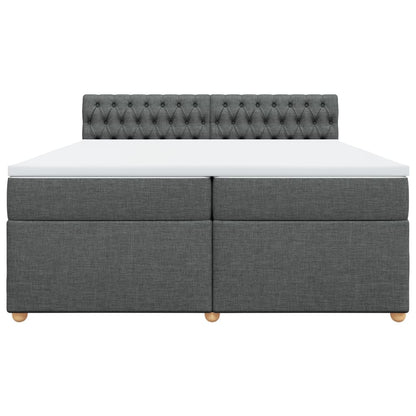Giroletto a Molle con Materasso Grigio Scuro 200x200 cm Tessuto