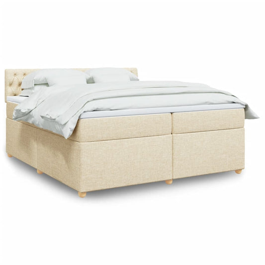 Giroletto a Molle con Materasso Crema 200x200 cm in Tessuto