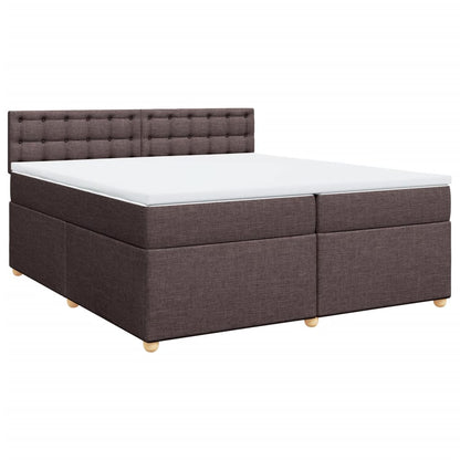 Giroletto a Molle con Materasso Marrone Scuro 200x200cm Tessuto