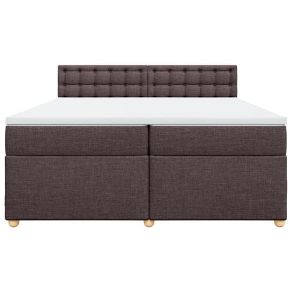 Giroletto a Molle con Materasso Marrone Scuro 200x200cm Tessuto