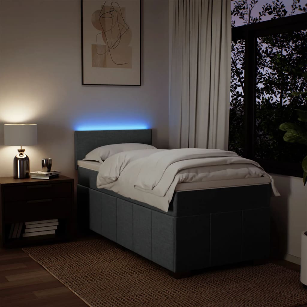 Giroletto a Molle con Materasso Grigio Scuro 80x200 cm Tessuto - homemem39