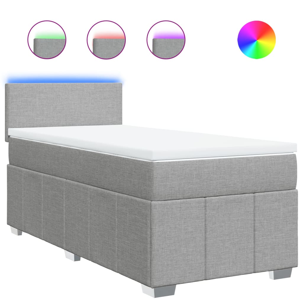 Giroletto a Molle con Materasso Grigio Chiaro 90x190 cm Tessuto | homemem39