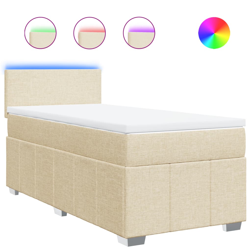 Giroletto a Molle con Materasso Crema 90x190 cm in Tessuto | homemem39
