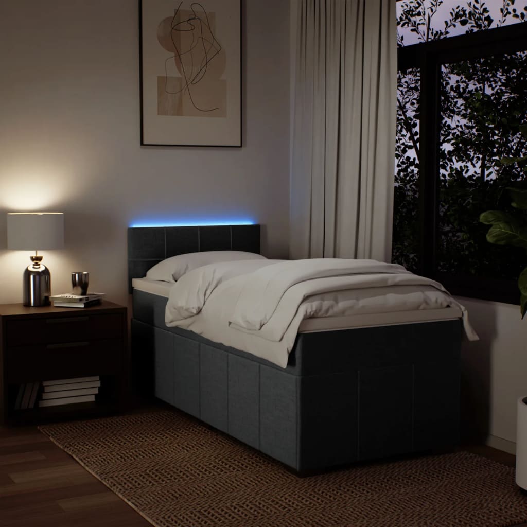 Giroletto a Molle con Materasso Grigio Scuro 90x190 cm Tessuto - homemem39