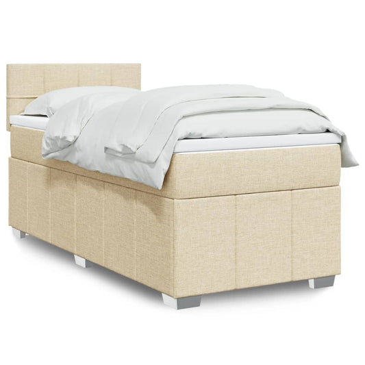 Giroletto a Molle con Materasso Crema 90x190 cm in Tessuto | homemem39
