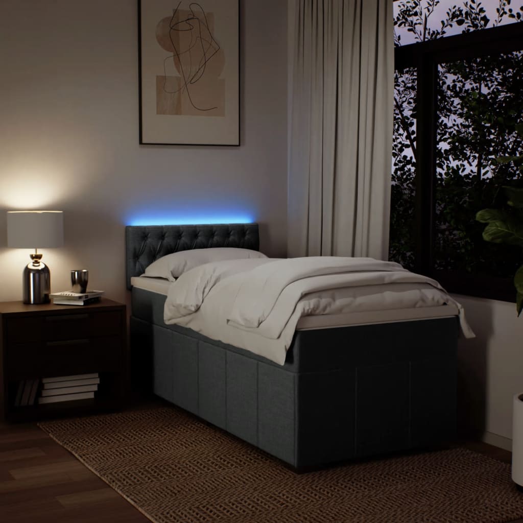 Giroletto a Molle con Materasso Grigio Scuro 90x190 cm Tessuto - homemem39