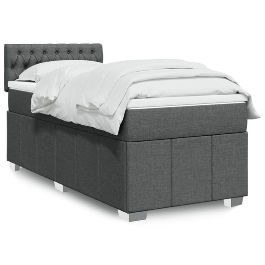 Giroletto a Molle con Materasso Grigio Scuro 90x190 cm Tessuto