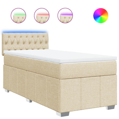 Giroletto a Molle con Materasso Crema 90x190 cm in Tessuto