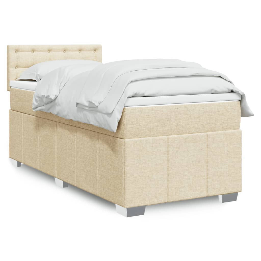 Giroletto a Molle con Materasso Crema 90x190 cm in Tessuto | homemem39