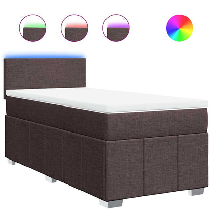 Giroletto a Molle con Materasso Marrone Scuro 90x200 cm Tessuto | homemem39