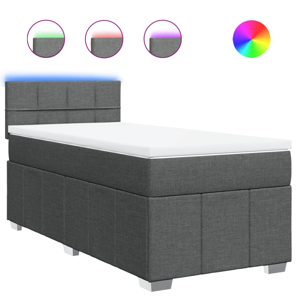Giroletto a Molle con Materasso Grigio Scuro 90x200 cm Tessuto | homemem39