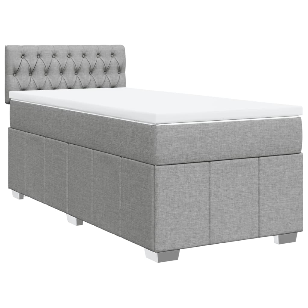 Giroletto a Molle con Materasso Grigio Chiaro 90x200 cm Tessuto
