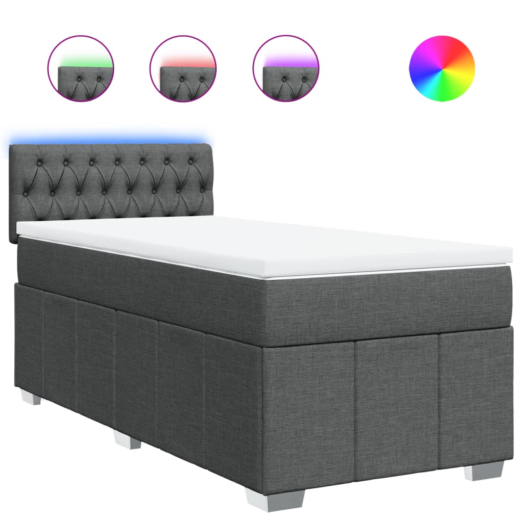 Giroletto a Molle con Materasso Grigio Scuro 90x200 cm Tessuto | homemem39