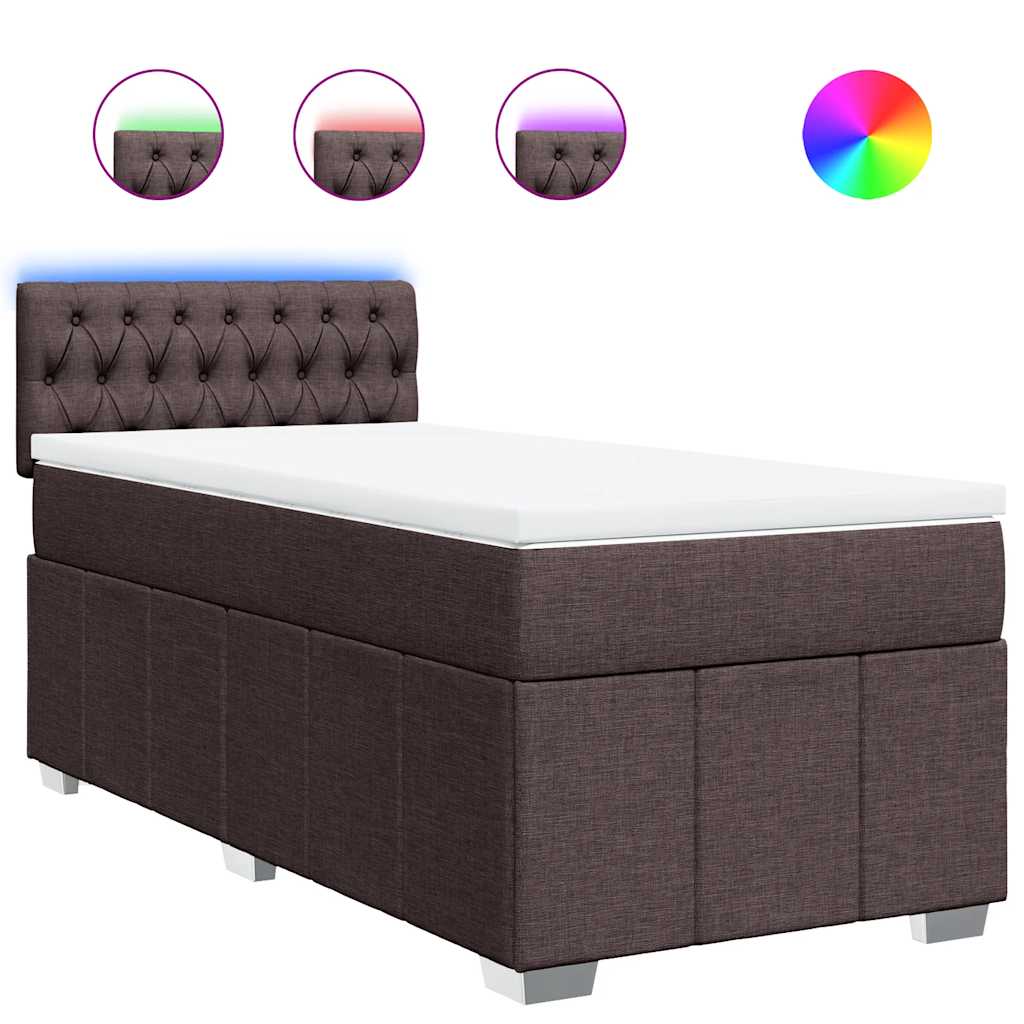 Giroletto a Molle con Materasso Marrone Scuro 90x200 cm Tessuto | homemem39