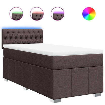 Giroletto a Molle con Materasso Marrone Scuro 90x200 cm Tessuto | homemem39