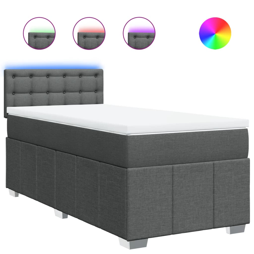 Giroletto a Molle con Materasso Grigio Scuro 90x200 cm Tessuto | homemem39