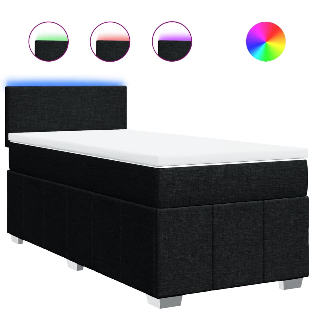 Giroletto a Molle con Materasso Nero 100x200 cm in Tessuto | homemem39