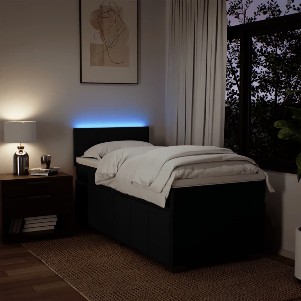 Giroletto a Molle con Materasso Nero 100x200 cm in Tessuto | homemem39