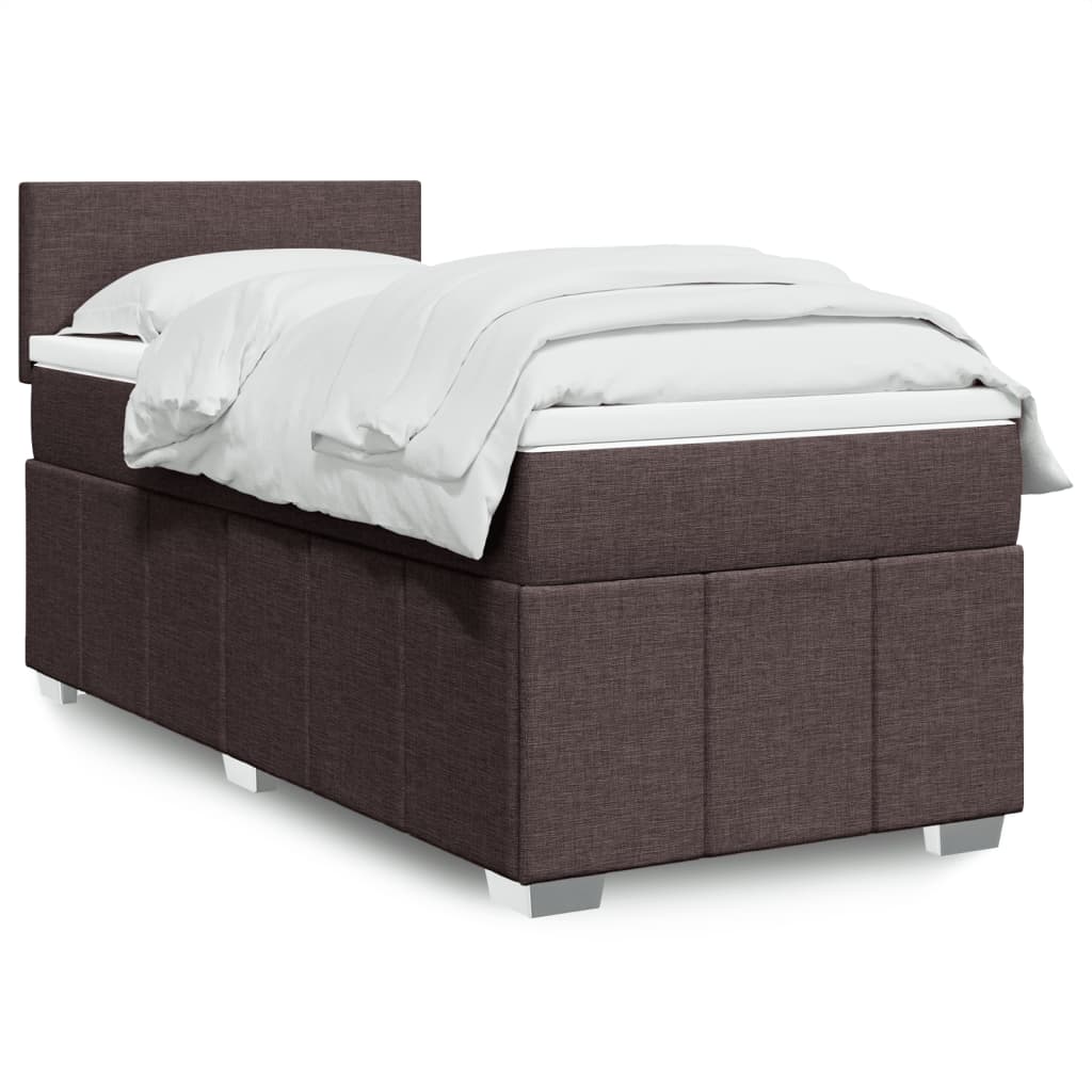 Giroletto a Molle con Materasso Marrone Scuro 100x200cm Tessuto | homemem39