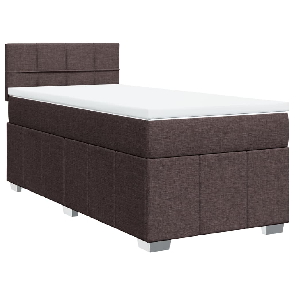 Giroletto a Molle con Materasso Marrone Scuro 100x200cm Tessuto | homemem39