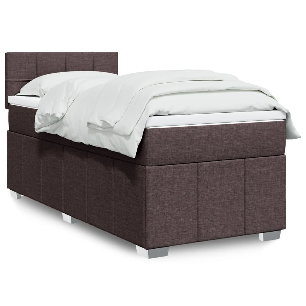 Giroletto a Molle con Materasso Marrone Scuro 100x200cm Tessuto | homemem39