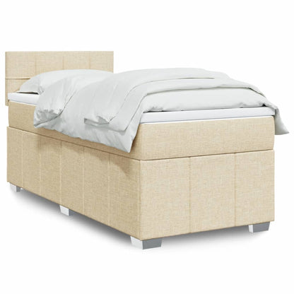 Giroletto a Molle con Materasso Crema 100x200 cm in Tessuto | homemem39
