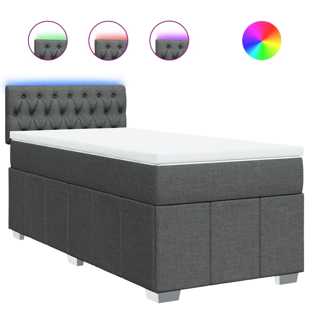Giroletto a Molle con Materasso Grigio Scuro 100x200 cm Tessuto | homemem39
