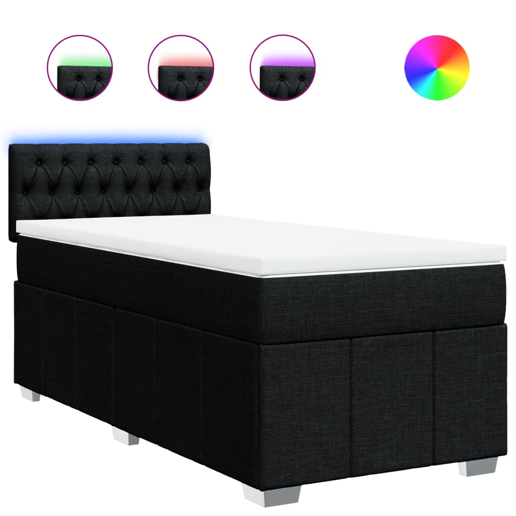 Giroletto a Molle con Materasso Nero 100x200 cm in Tessuto | homemem39