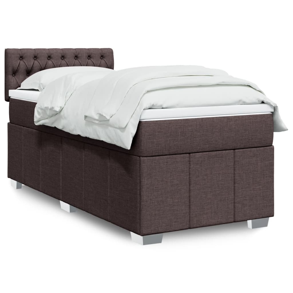 Giroletto a Molle con Materasso Marrone Scuro 100x200cm Tessuto | homemem39