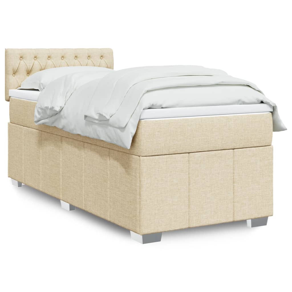 Giroletto a Molle con Materasso Crema 100x200 cm in Tessuto | homemem39