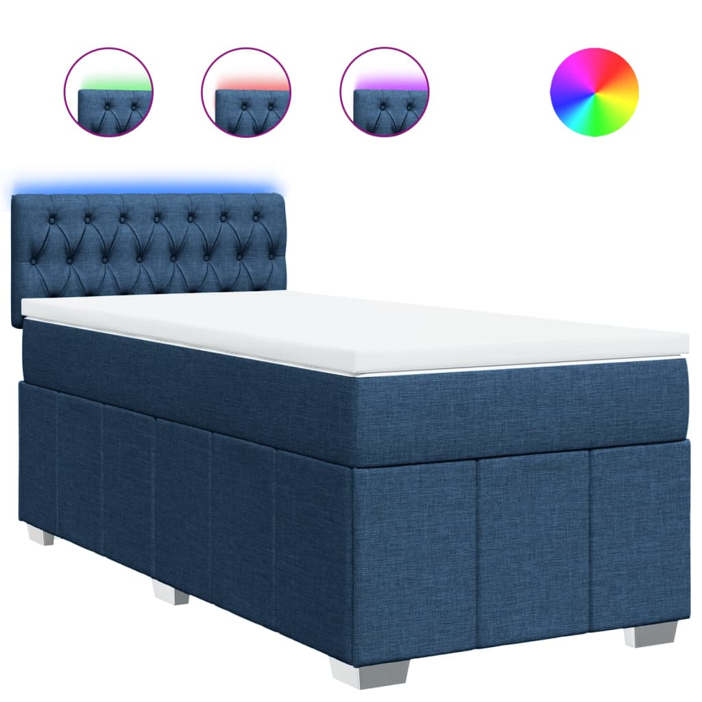 Giroletto a Molle con Materasso Blu 100x200 cm in Tessuto | homemem39