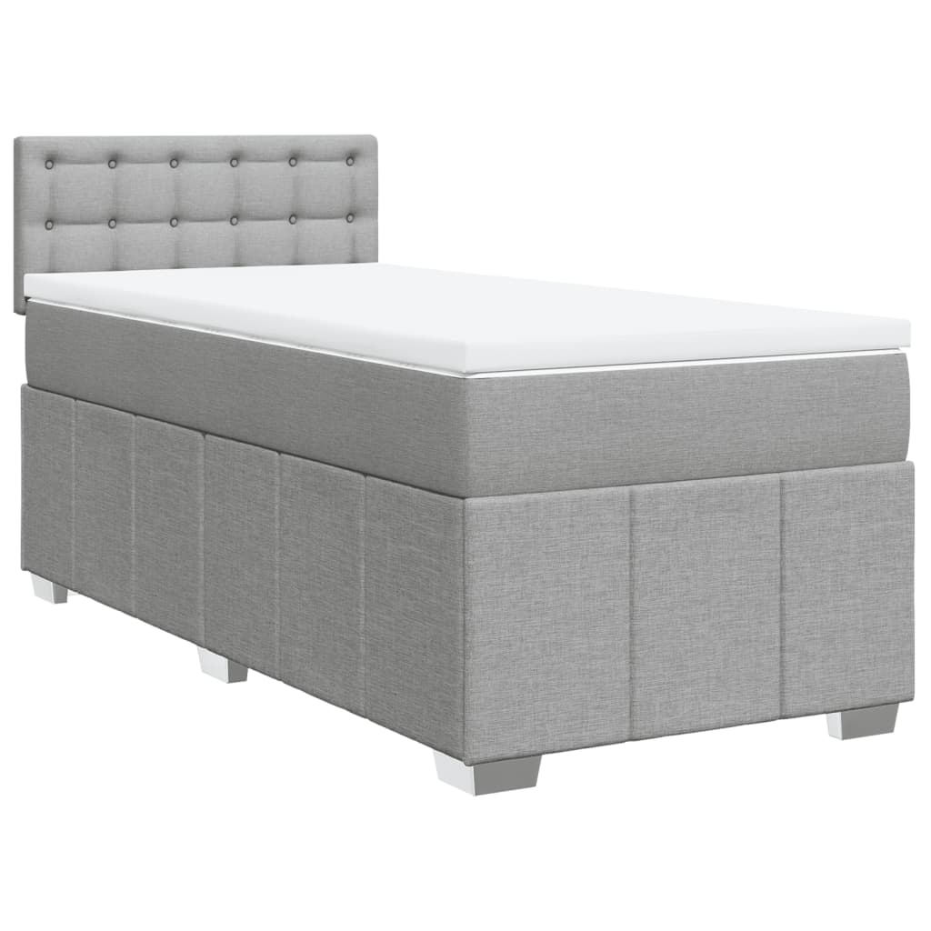 Giroletto a Molle con Materasso Grigio Chiaro100x200 cm Tessuto