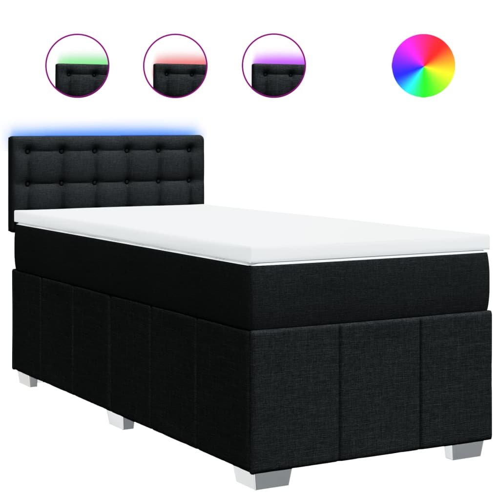 Giroletto a Molle con Materasso Nero 100x200 cm in Tessuto | homemem39