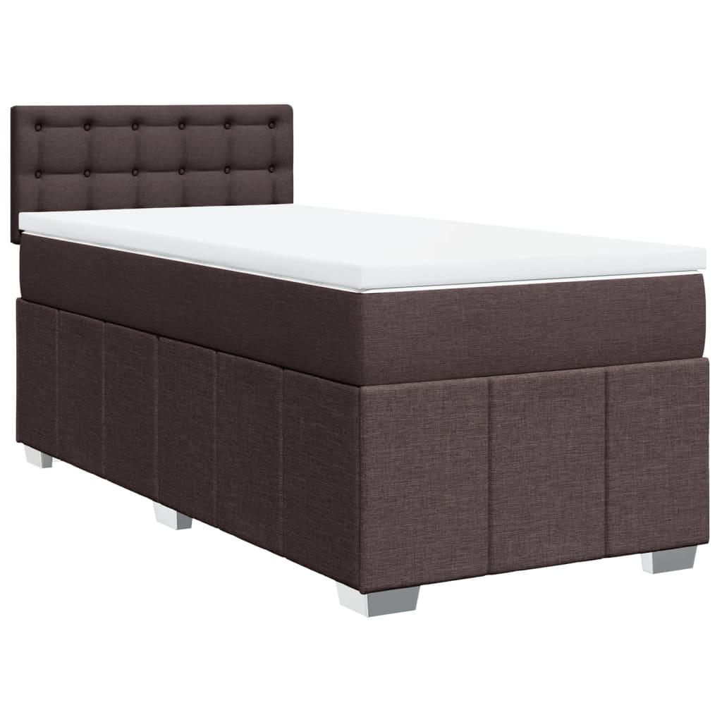 Giroletto a Molle con Materasso Marrone Scuro 100x200cm Tessuto | homemem39