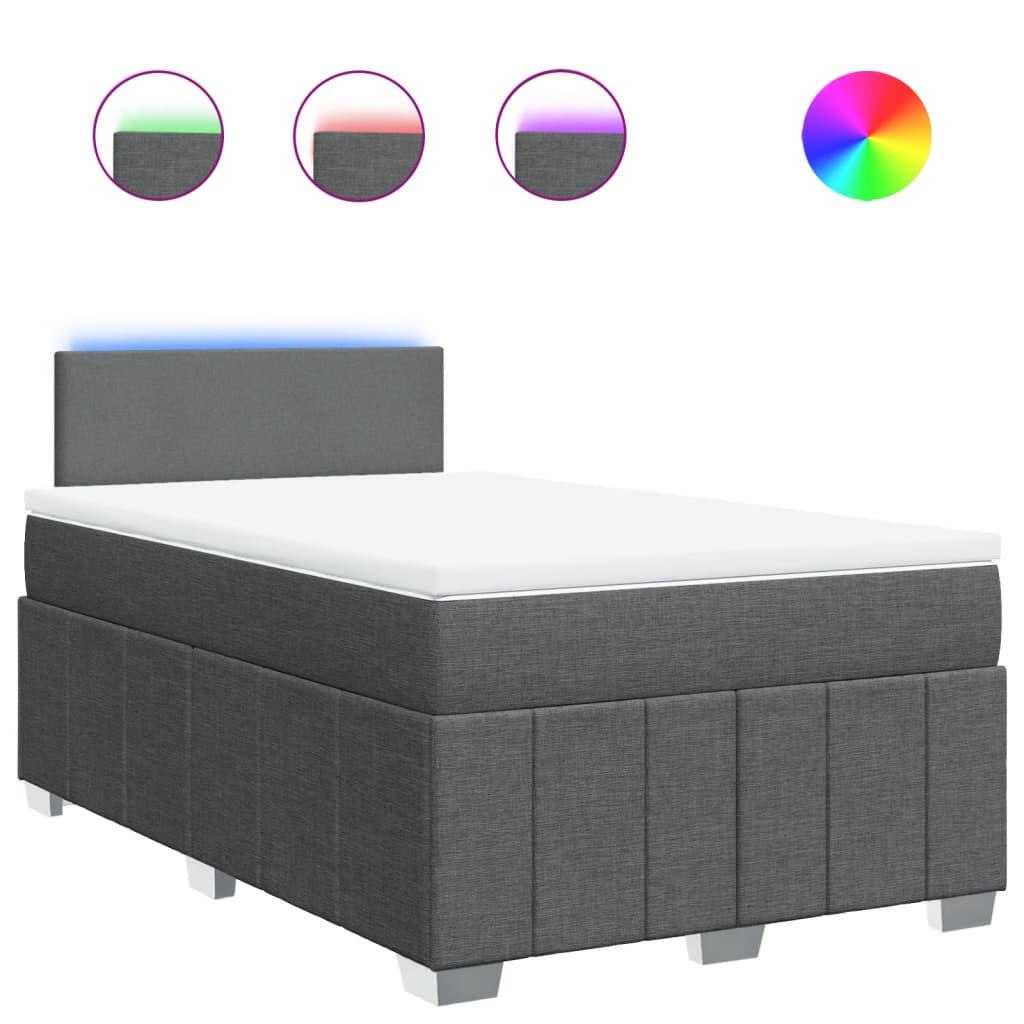 Giroletto a Molle con Materasso Grigio Scuro 120x190cm Tessuto - homemem39