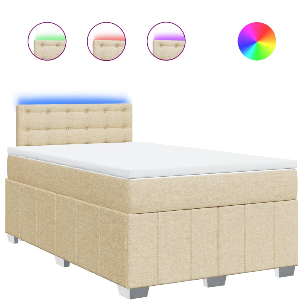 Giroletto a Molle con Materasso Crema 120x190 cm in Tessuto - homemem39