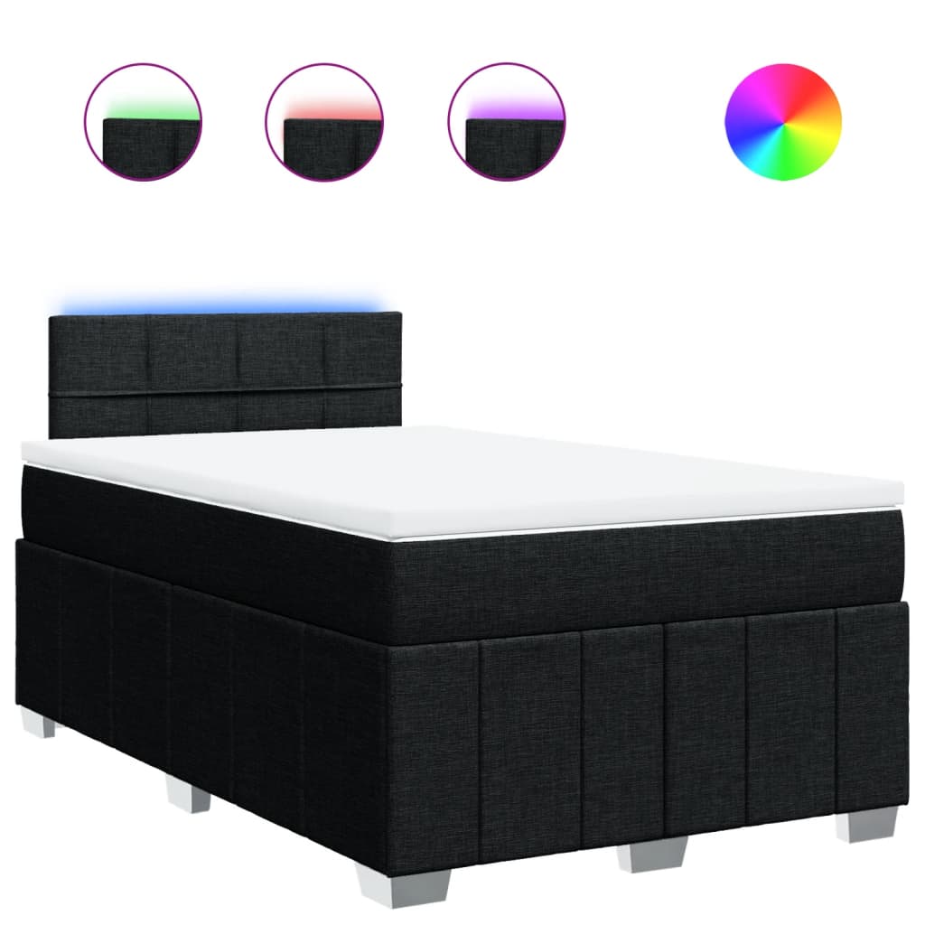 Giroletto a Molle con Materasso Nero 120x200 cm in Tessuto | homemem39