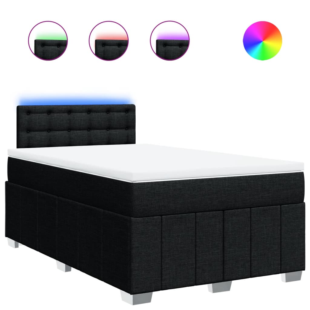 Giroletto a Molle con Materasso Nero 120x200 cm in Tessuto | homemem39