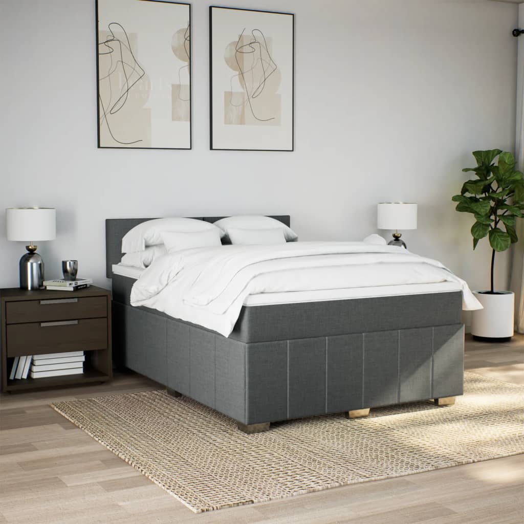 Giroletto a Molle con Materasso Grigio Scuro 140x190 cm Tessuto | homemem39