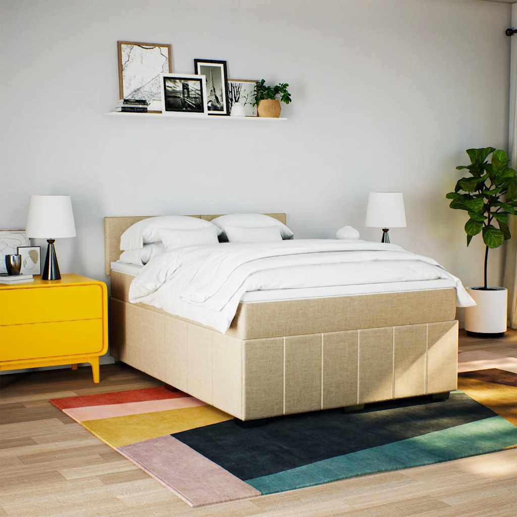 Giroletto a Molle con Materasso Crema 140x19 cm in Tessuto | homemem39