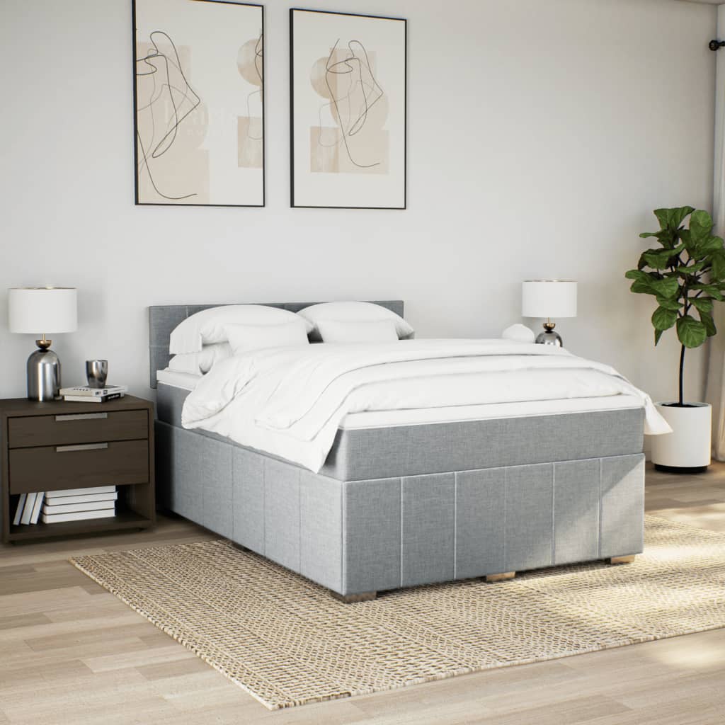 Giroletto a Molle con Materasso Grigio Chiaro 140x190cm Tessuto | homemem39