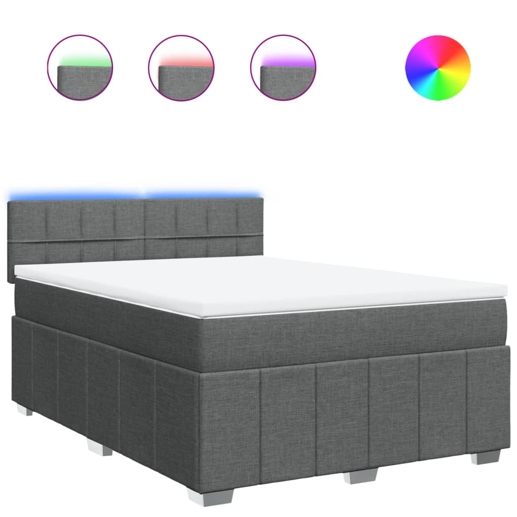Giroletto a Molle con Materasso Grigio Scuro 140x190 cm Tessuto | homemem39