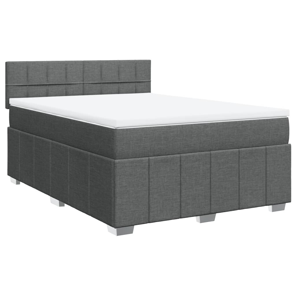 Giroletto a Molle con Materasso Grigio Scuro 140x190 cm Tessuto