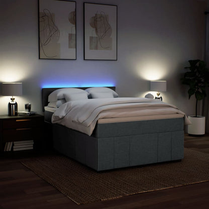 Giroletto a Molle con Materasso Grigio Scuro 140x190 cm Tessuto