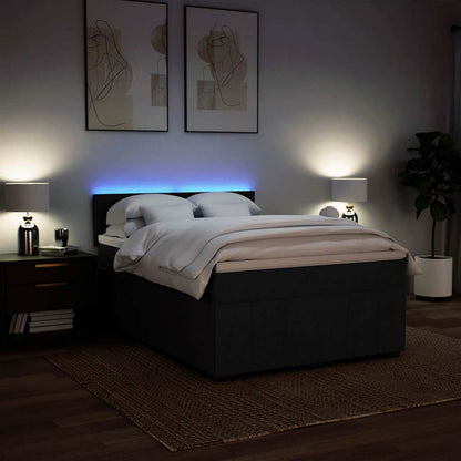 Giroletto a Molle con Materasso Nero 140x190 cm in Tessuto